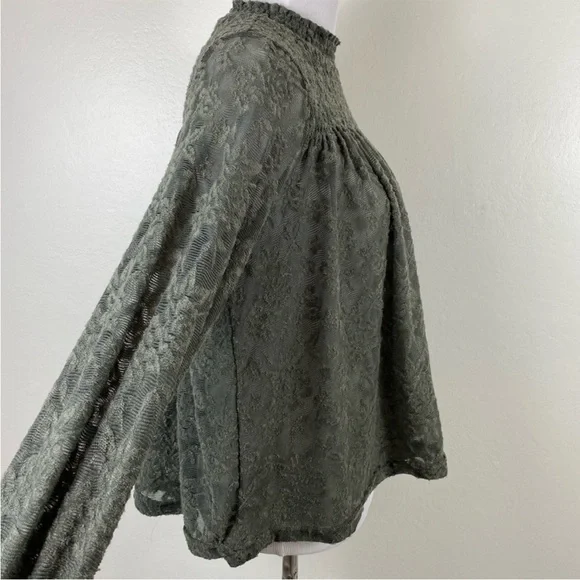 Anthropologie Deletta Amanna
Lace Peasant Olive Green Blouse Top Small - Picture 5 of 11